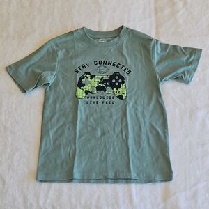 Wonder Nation Boys XS (4-5) Green Short Sleeve Stay Connected Graphic T-Shirt